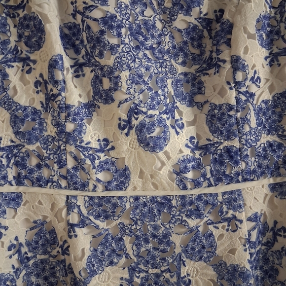 White House Black Market Blue & White Floral Lace Midi Dress - Picture 6 of 7
